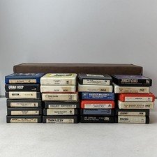 Lot of 24 8 Track Tapes w Carry Case The Cars Doors Rush Journey AS IS UNTESTED