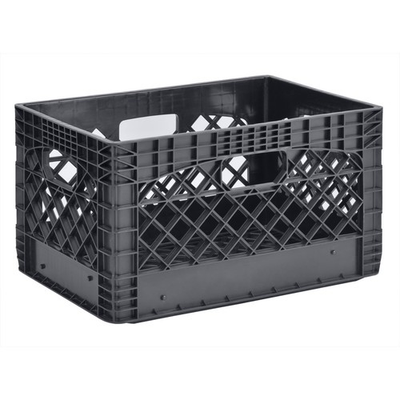 #ad 24QT Plastic Heavy Duty Milk Crate Black $14.50