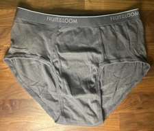 Vintage Fruit Of The Loom Briefs Gray Fashion Color 2XL Spell Out Men’s