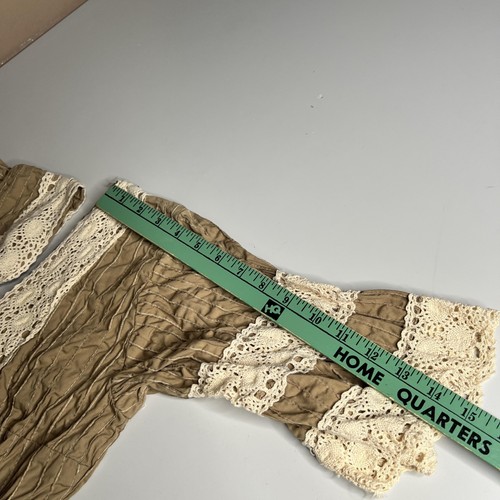 Vintage Dress Womens Small Beige Crochet Lace Maxi Prairie Boho V Neck 70s, Size S, $67.5 - Photo 10