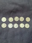 US Silver Dimes, Lot Of 10, Roos, Circ. 1964 Or Before.