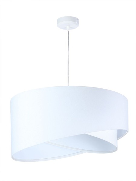 Pendelleuchte HäNgelampe Weiß Rund Ø 50 Cm E27 Wohnzimmer Stoff Velours Optik-image