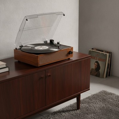 Vintage Vinyl Record Player with Built-in Speakers Bluetooth 3-Speed Turntable