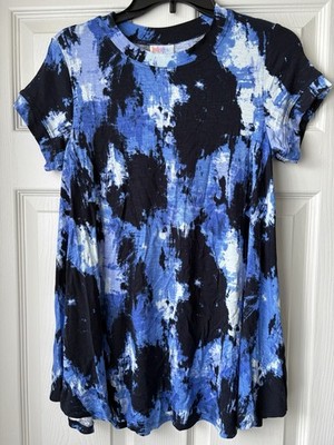 Lularoe Erika Tie-Dye Short Sleeve T-Shirt - Blue and Black