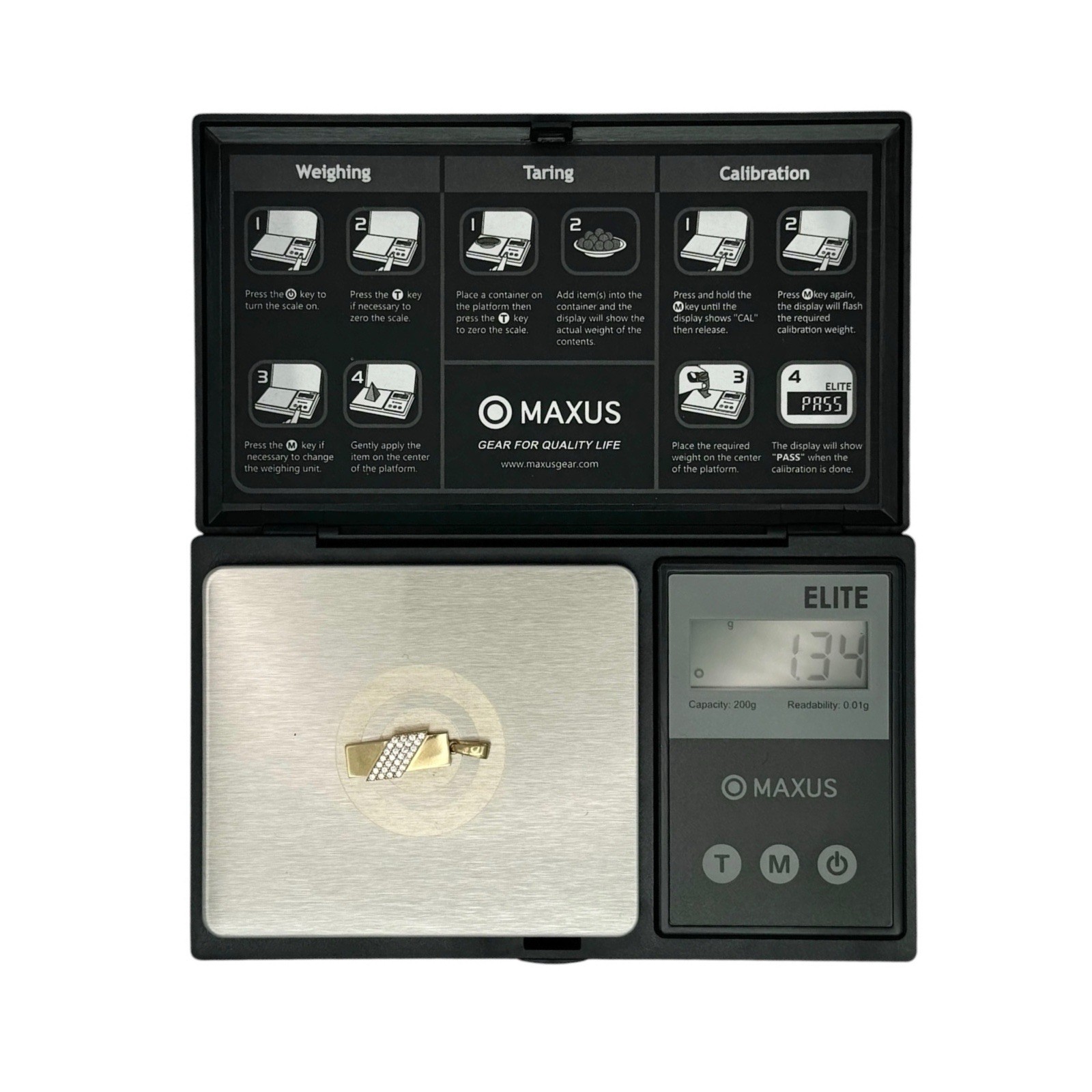 Solid 14k Yellow Gold Pendant Rectangular Geometr… - image 7