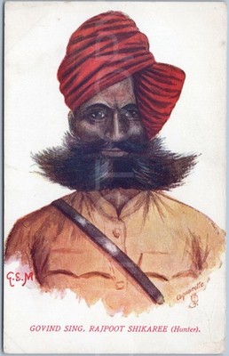 Vintage Postkarte Govind Sing Hunter Raphael Tuck Portrait Turban Indien Künstlerisch