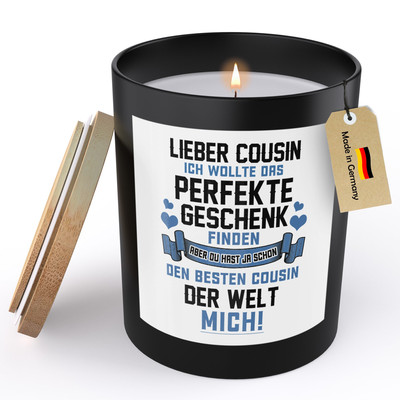 Cousin Geschenk Spruchkerze Sojawachs Kerze Glas Geburtstag Jungs Du Wirst Cousi