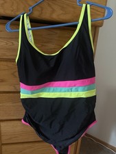 Colorblock Neon One-Piece Swimsuit Adjustable Straps Lined for Women