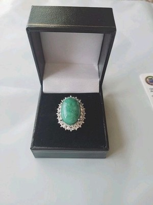 One 925 Silver Emerald and White Sapphire Ring by Orianne with Appraised card