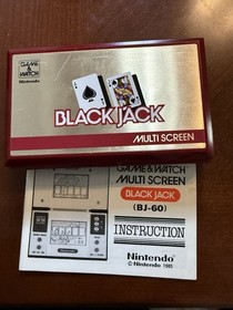 Nintendo Game & Watch Black Jack BJ-60 Vintage Handheld 1985 Works w/ Manual