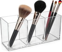 3 FäChern Pinselhalter Kosmetik, Acryl Make Up Organizer, Klarer Pinsel