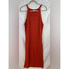 House of Harlow 1960 Orange Knit Midi Dress Sleeveless Boho Size M