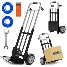 800lb Folding Hand Truck Dolly Cart with Bungee Cords Solid Rubber Wheels