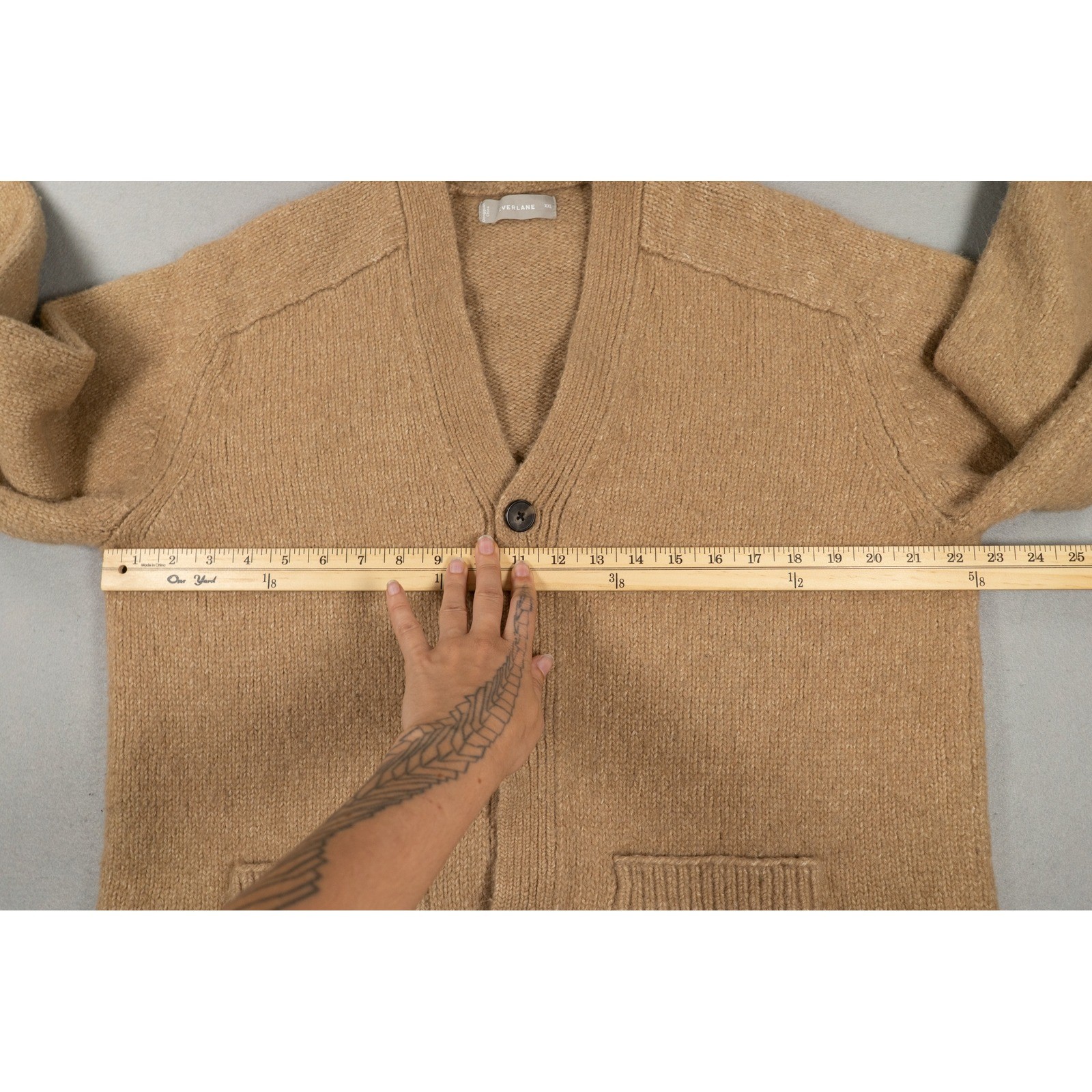 Everlane XXL Tan Cloud Knit Wool Alpaca Blend Button Front Cardigan Sweater image 6