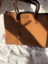 Image of Michael Kors Leather Tote Bag Brown/Tan Large Mercer New