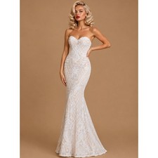 NWT- Olivia White Sequin Strapless Maxi Dress