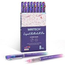 WRITECH Liquid Ink Rollerball Pens: 8ct Assorted Colors Extra Fine Point Tip ...