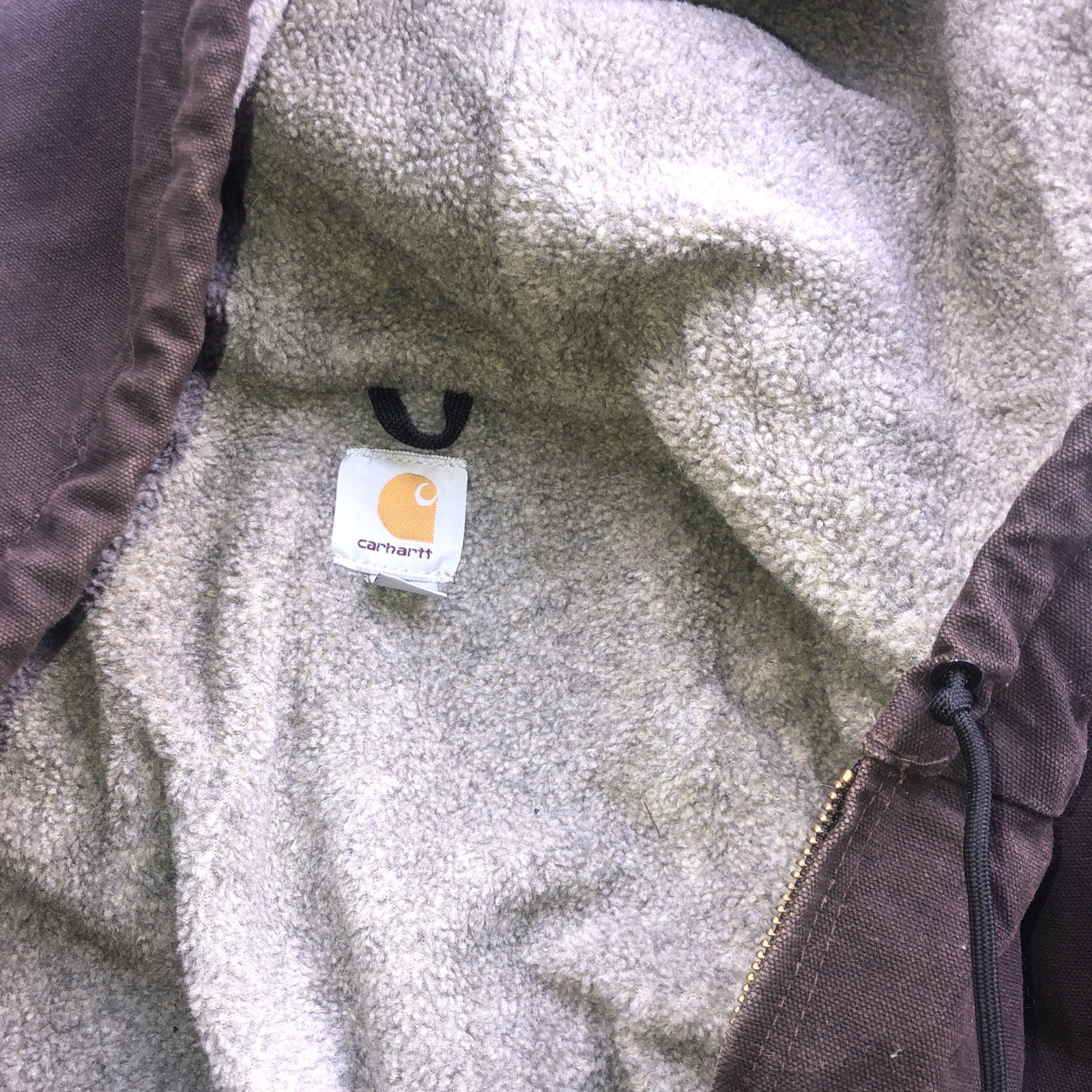 VTG Carhartt Duck Jacket Medium Sherpa Fleece Hooded J141 DKB Dark Brown 3XL image 3