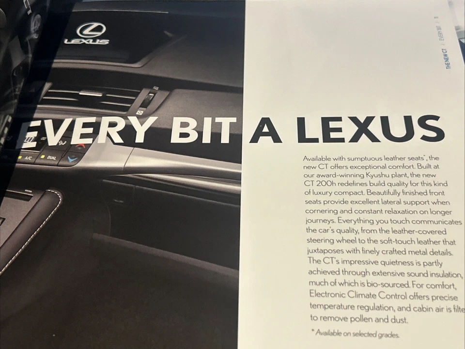 The Lexus CT Range Car Sales Info Brochure Frameable January 2014 - Image 4 of 4