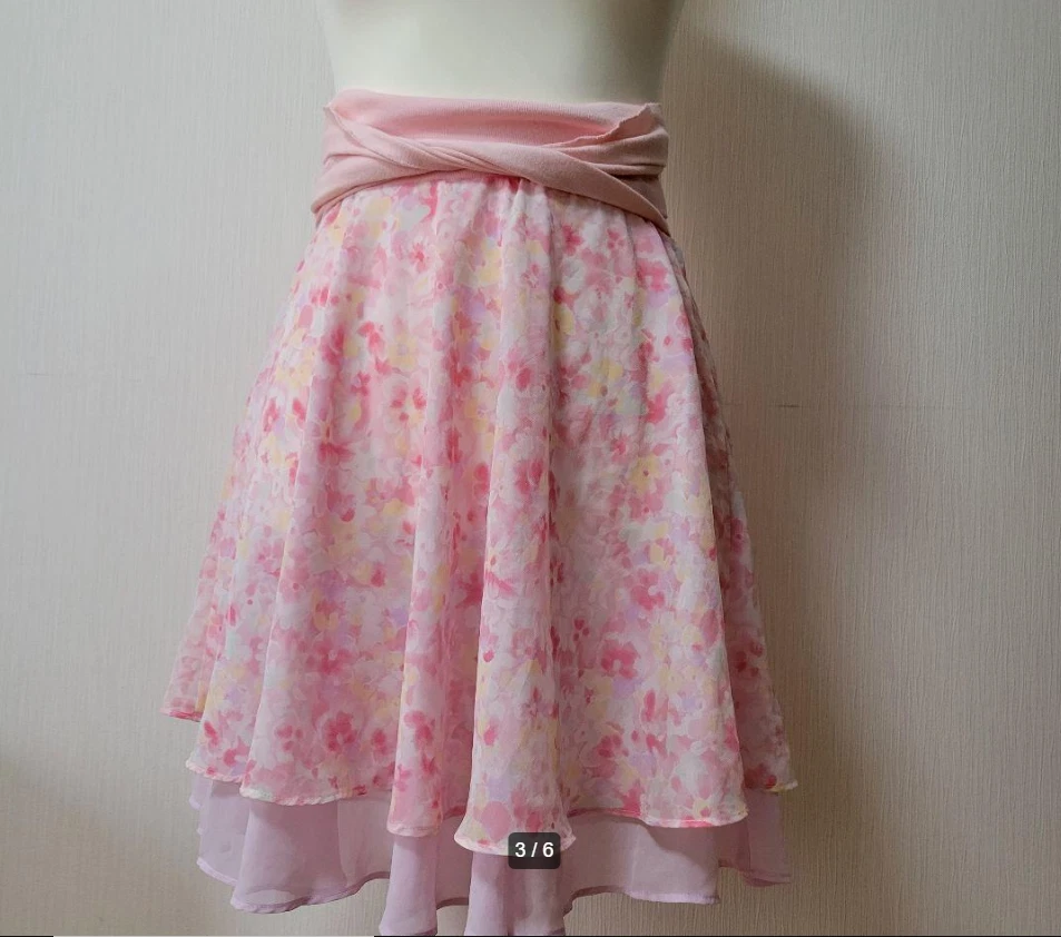 LIZ LISA 2-Way Pink Floral Strapless Skirt JAPAN USED - image 3 of 4