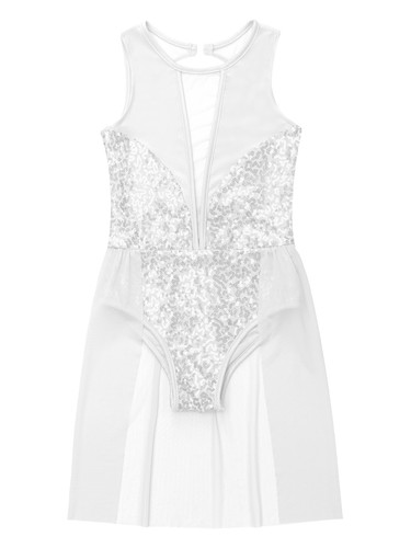 Kids Girls Sequins Splice Mesh Lyrical Dance Performance Costume Ballet Dress - Bild 19 von 81