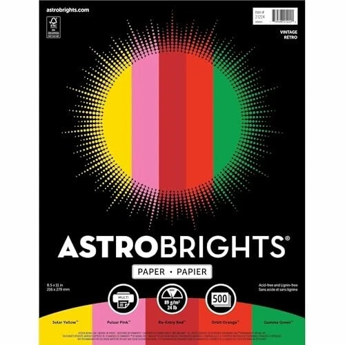 Helles Farbpapier, Wausau Astrobrights, Briefpapierformat, 24 Pfund, sortiert - Bild 1 von 5