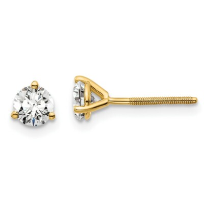 14K Gold Lab-Created Diamond 2/3ctw VS/SI, D E F, 3 Prong Screwback Earrings