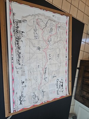  OLD OREGON TRAIL MAP POSTER Framed Not Sure Of Year Or Reproduction. 25''x19''
