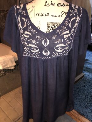Women s Raya Sun Blue Short Sleeve Blouse Size 1X
