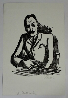 Aquatinta Radierung Portrait Mann August Wilhelm Dressler Probeabzug