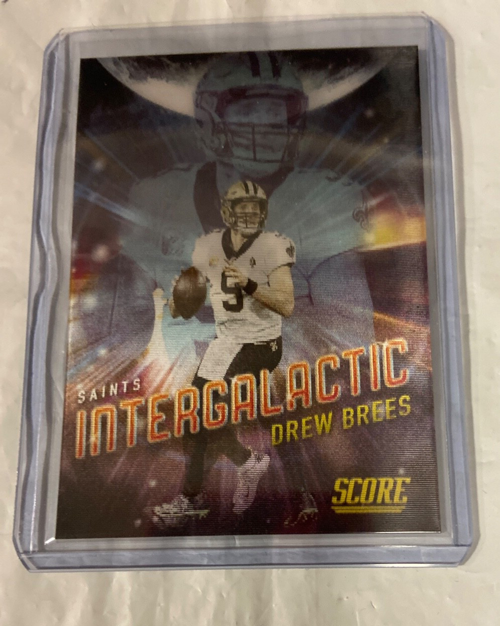 2021 Score Football Drew Brees #16 INTERGALACTIC 3D Lenticular SSP Case Hit