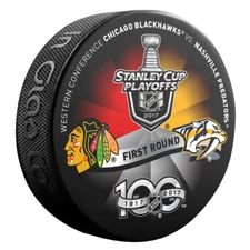 2017 NASHVILLE PREDATORS vs CHICAGO BLACKHAWKS Stanley Cup Playoff Hockey Puck 