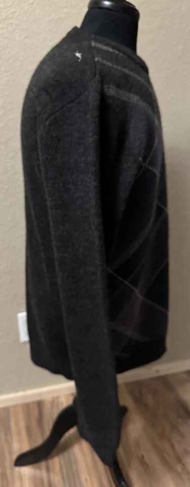 Volcom Sweater Men XL Black Gray Purple Plaid Long Sleeve Knit Cabincore Grandpa - Image 4 of 4