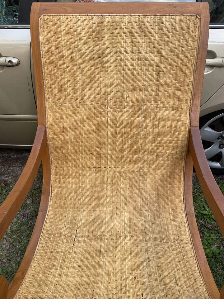 Attractive Large Vintage Canework Planter's Plantation Chair Armchair - Image 3 of 4