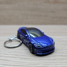 2024 Hot Wheels #238 - Tesla Model S Plaid Dark Blue Keyring Key Chain