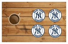 NEW YORK YANKEES CUSTOM HARDBOARD HOUSE BAR COASTER SET 4