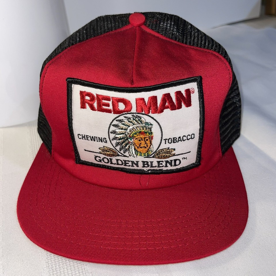 Vintage Red Man Golden Blend Tobacco Patch SnapBack Trucker Hat Made In