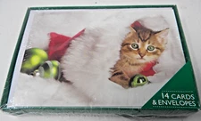 American Greetings 14 Cards / Envelopes Kitten Cat Christmas Cards