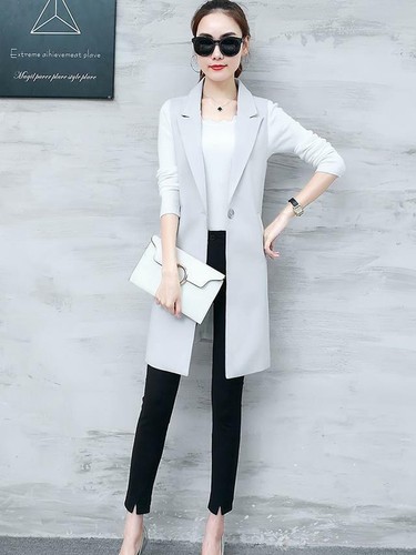 Women Sleeveless Lapel Coat Long Cardigan Jacket Suit Elegant Waistcoat Vest NEW - Picture 3 of 14