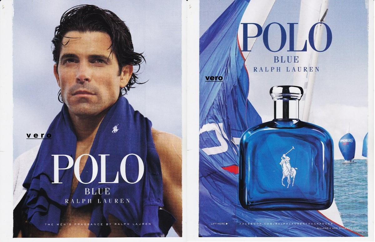 ad print POLO BLUE Ralph Lauren fragrance test strip sniff NACHO