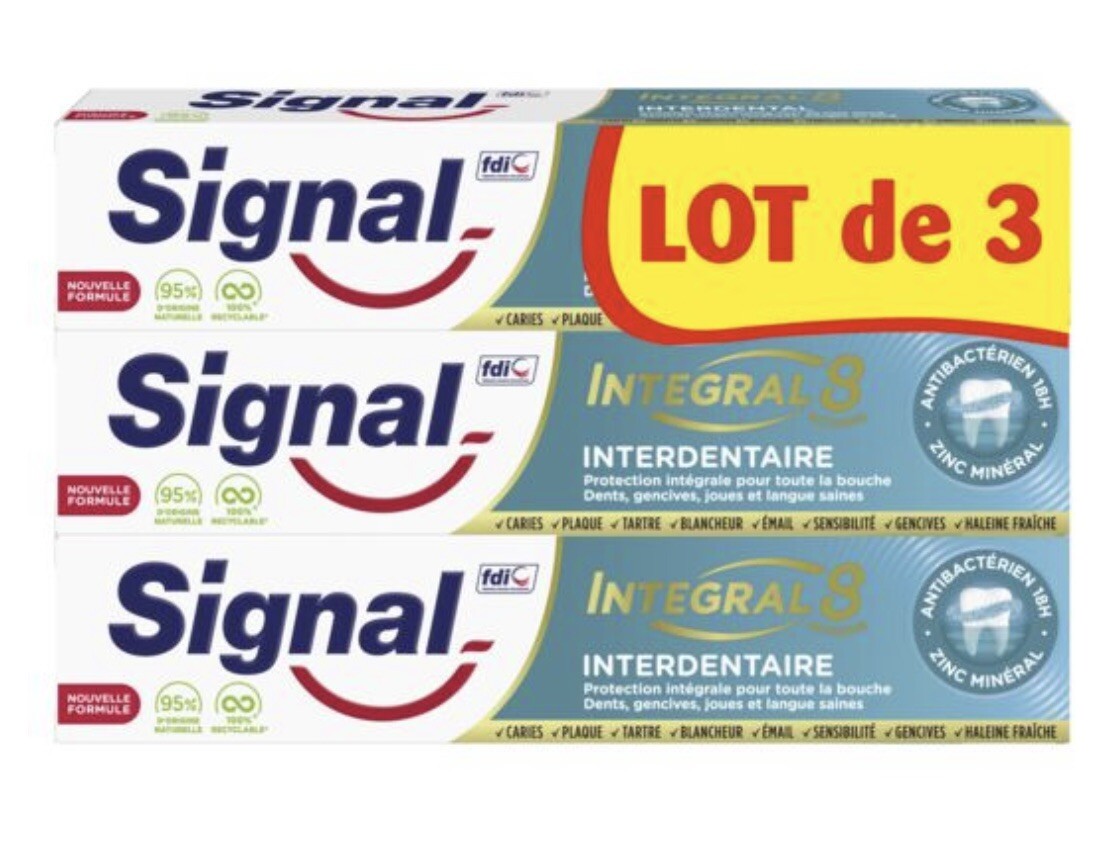 Dentifrice Signal Interdentaire contre le tartre et les résidus coincés lot 3x75ml