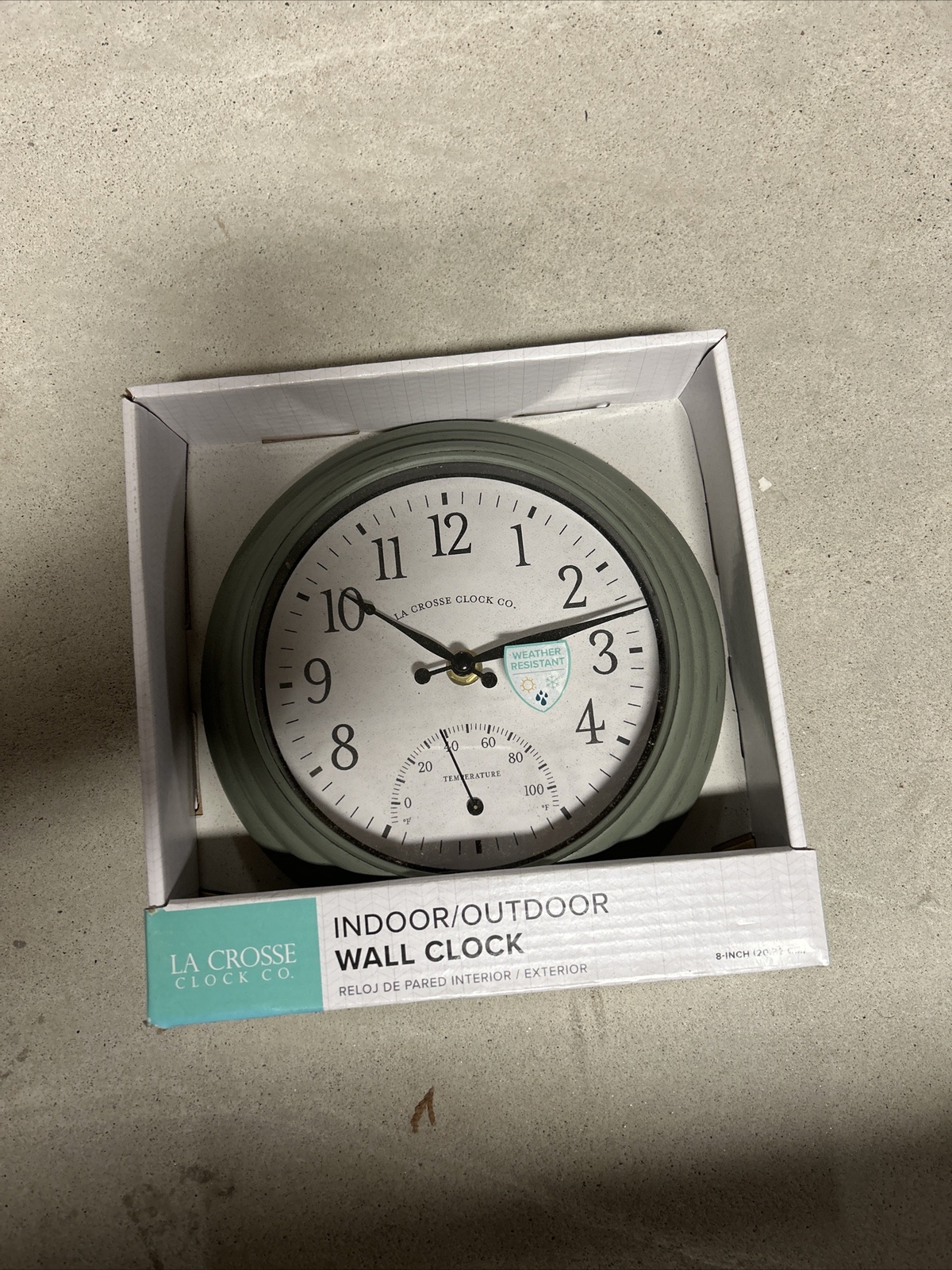 La Crosse Clock Co. 8" Indoor/Outdoor Wall Clock with Thermometer 433