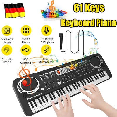 61 Tasten Keyboard Digital E-Piano Klavier Musik mit Rhythmen Lern Funktion Neu