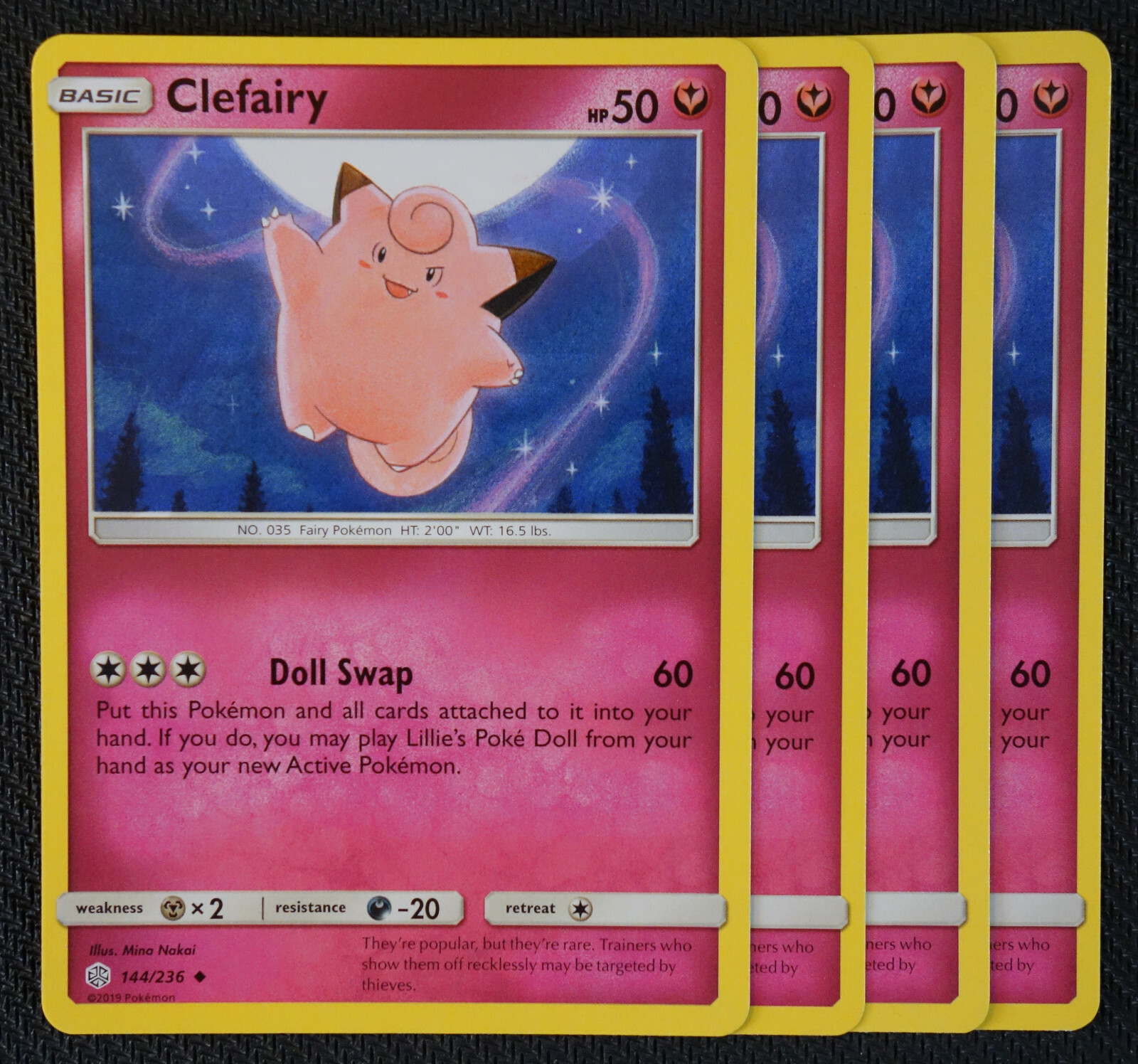 Pokemon Cards 4x Clefairy 144/236 Playset Cosmic Eclipse NM/M