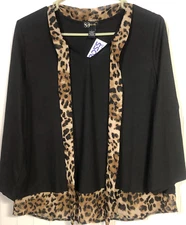 80 Park Women w/ Animal Print  Accent and Attached Scarf. Size L, NWT
