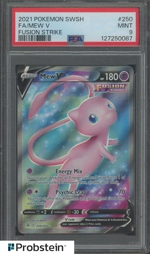 FA Mew V 2021 Pokemon SWSH Fusion Strike #250 PSA 9 MINT
