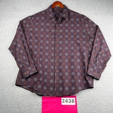 Tasso Elba Shirt XL Brown Plaid Casual Classic Button Up Long Sleeve Mens