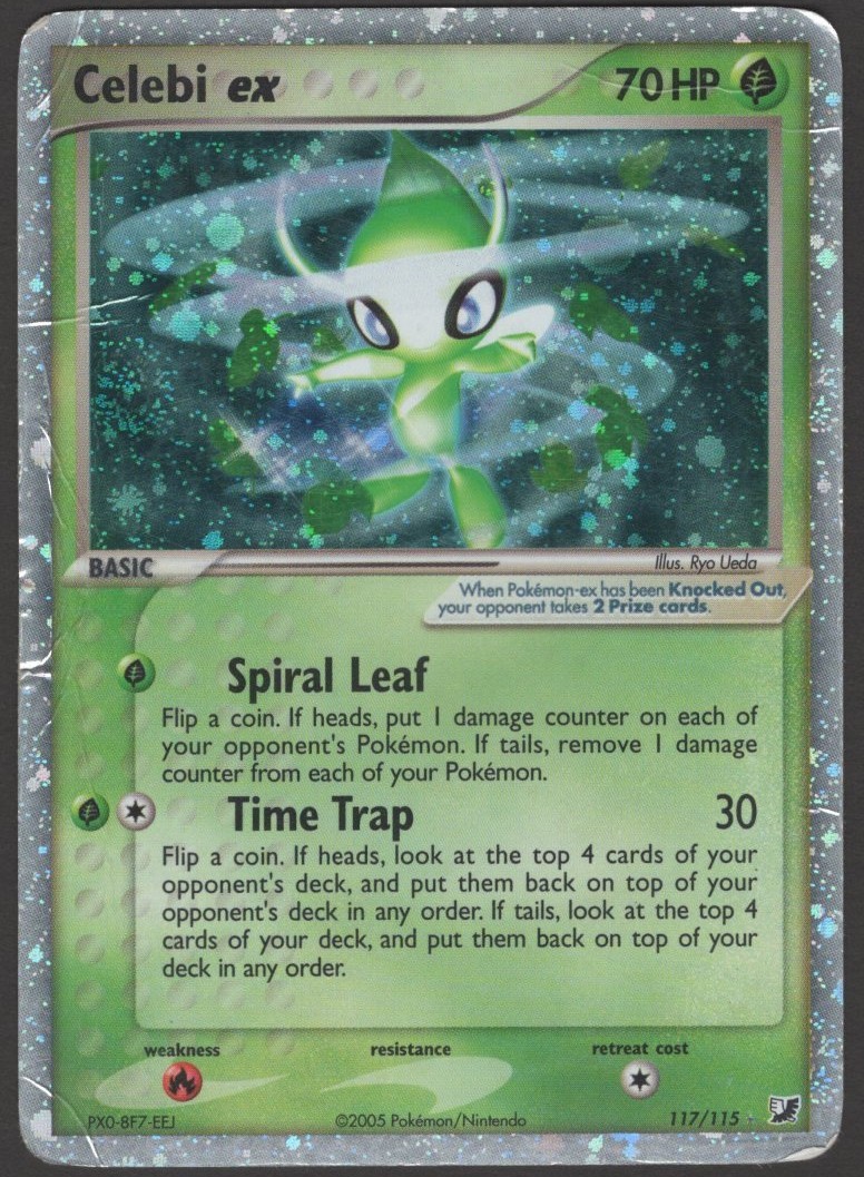 Celebi ex 117/115 - Ex Unseen Forces - Secret Rare Holo Pokemon Card - DMG/HP