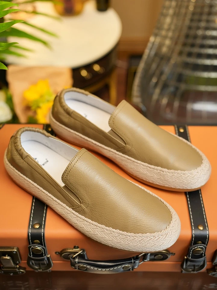 Летние мужские повседневные мокасины без шнуровки из натуральной кожи размер - Изображение 3 из 4