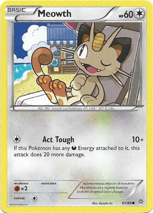 Meowth 61/98 Common Ancient Origins Pokemon Near Mint